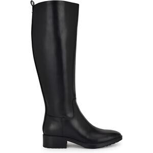 Calvin Klein Women's Botina Leather Zipper Knee-High Boots, Black Size 7.5M